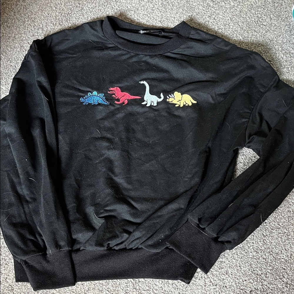 Black Dinosaur Print Women’s Sweater